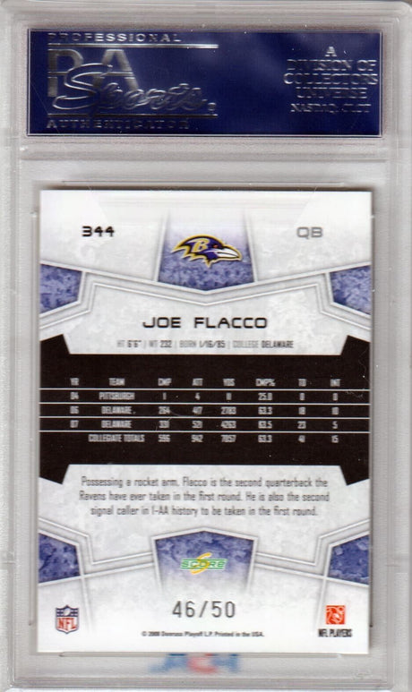 JOE FLACCO 2008 Score Select Gold Zone Rookie RC #/50 PSA 10 GEM MINT - RAVENS