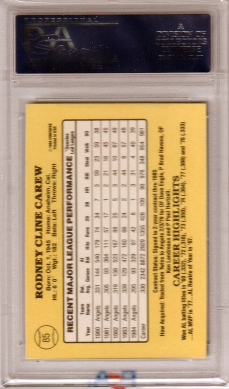 ROD CAREW 1985 Donruss #85 PSA 10 GEM MINT - ANGELS