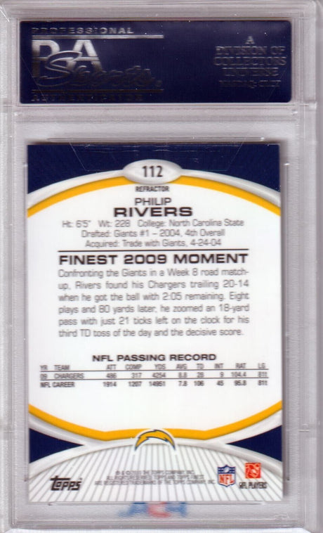 PHILIP RIVERS 2010 Topps Finest XFractor /399 #112 PSA 10 GEM MINT - CHARGERS