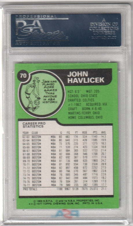 JOHN HAVLICEK 1977-78 Topps #70 PSA 9 MINT - CELTICS