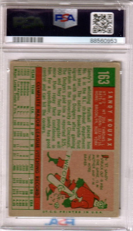 SANDY KOUFAX 1959 Topps #163 PSA 3 VG - DODGERS