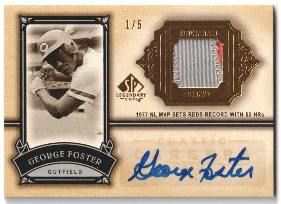 GEORGE FOSTER 2005 Upper Deck SP Legendary Cuts Autograph Auto Jersey #1/5 REDS