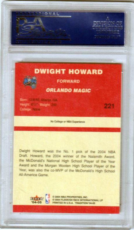 DWIGHT HOWARD 2004-05 Fleer Tradition RC Rookie Red #221 PSA 10 GEM MINT - MAGIC