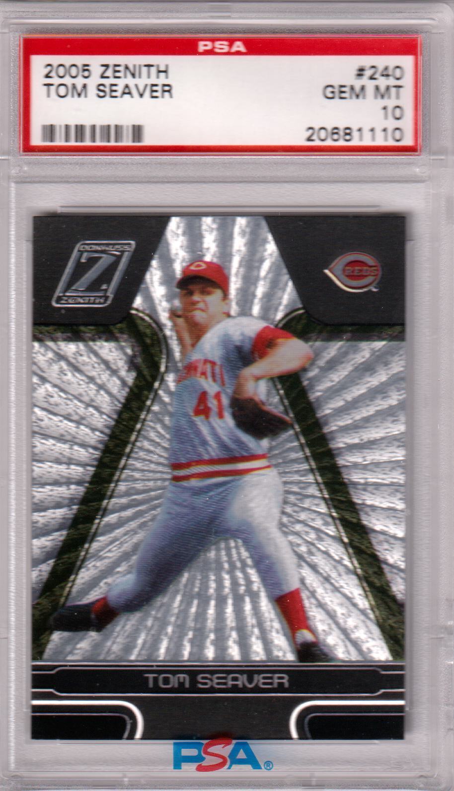 TOM SEAVER 2005 Donruss Zenith #240 PSA 10 GEM MINT - REDS - POP 2