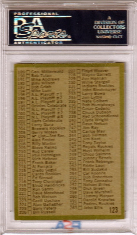 1971 Topps Checklist #123 PSA 7 NM