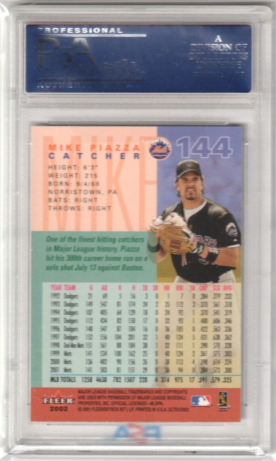 MIKE PIAZZA 2002 Fleer Ultra #144 PSA 9 MINT - METS