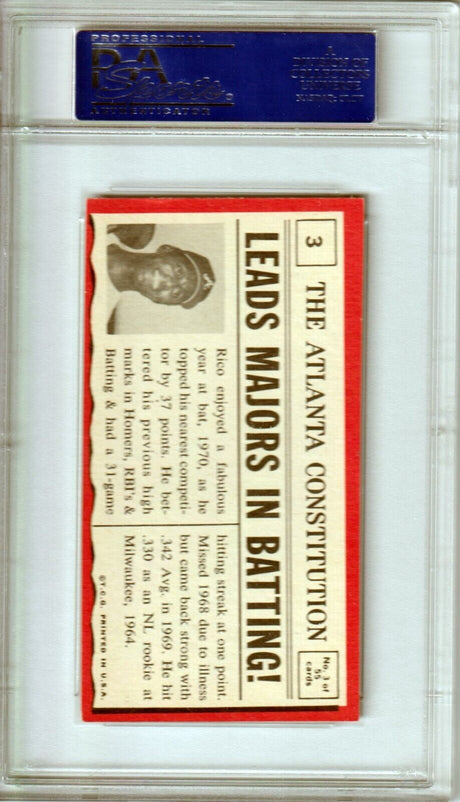 RICO CARTY 1971 Topps Greatest Moments #3 PSA 6 EX-MT - BRAVES