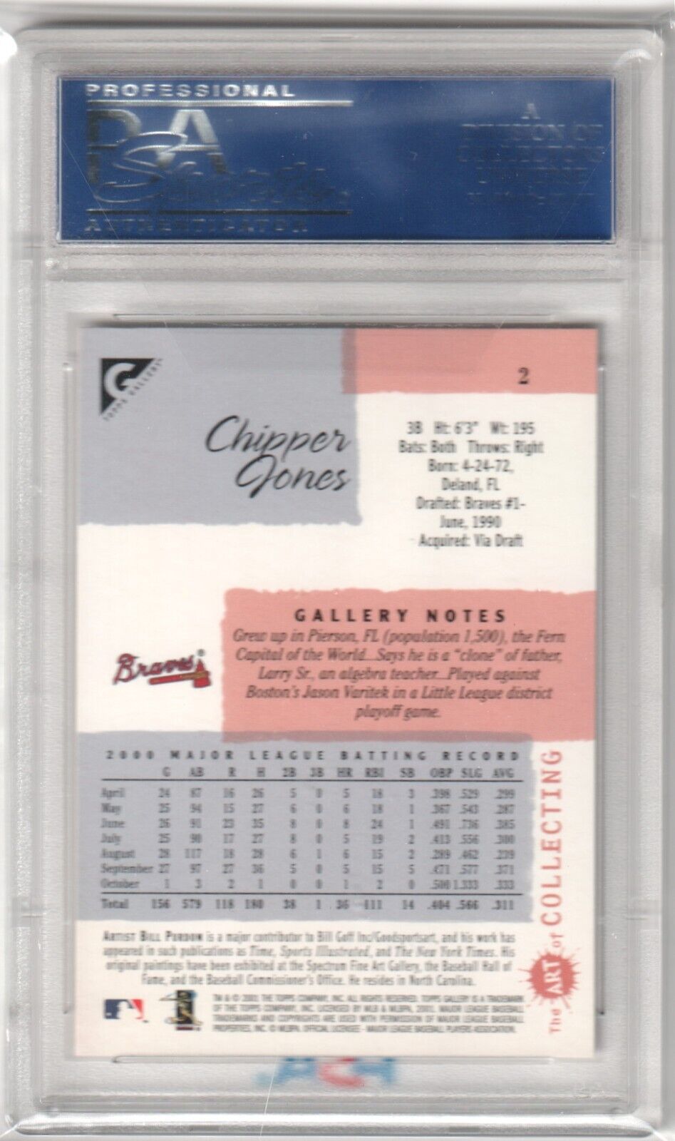 CHIPPER JONES 2001 Topps Gallery #2 PSA 10 GEM MINT - BRAVES