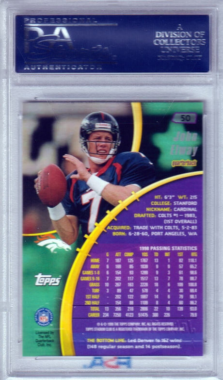 JOHN ELWAY 1999 Topps Stadium Club #50 PSA 10 GEM MINT - BRONCOS