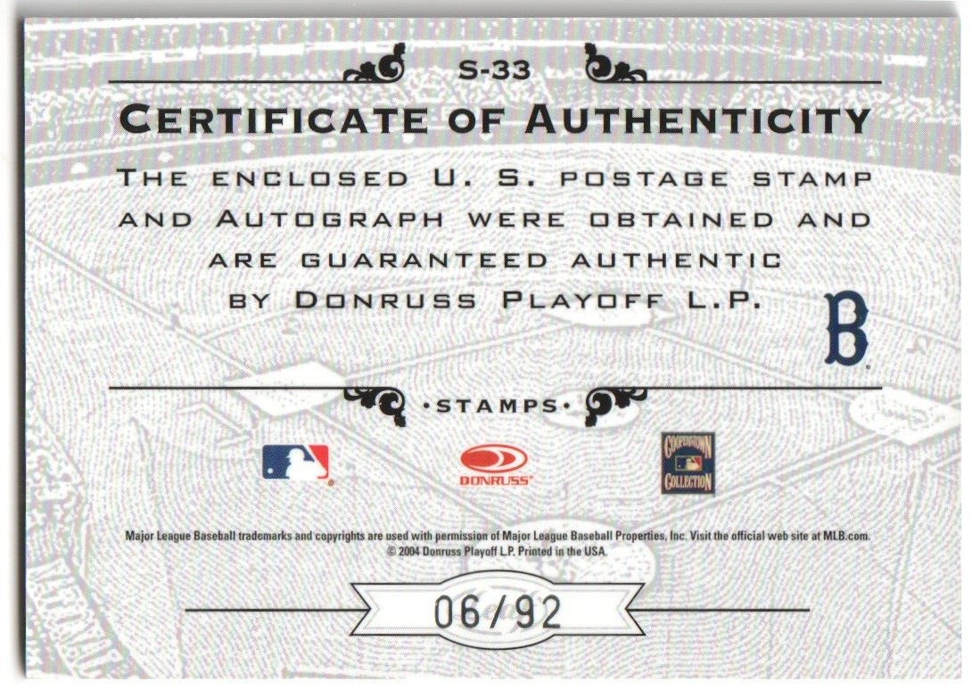 FRED LYNN 2005 Leaf Century Collection Autograph Auto Stamp SP #/92 - RED SOX