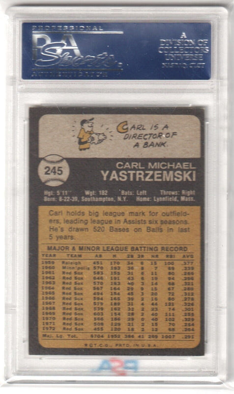 CARL YASTRZEMSKI 1973 Topps #245 PSA 8 NM-MT - RED SOX