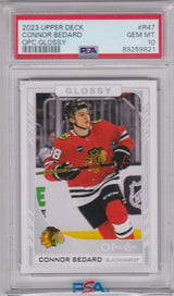 CONNOR BEDARD 2023-24 Upper Deck O-Pee Chee GLOSSY OPC RC Rookie PSA 10 GEM MINT