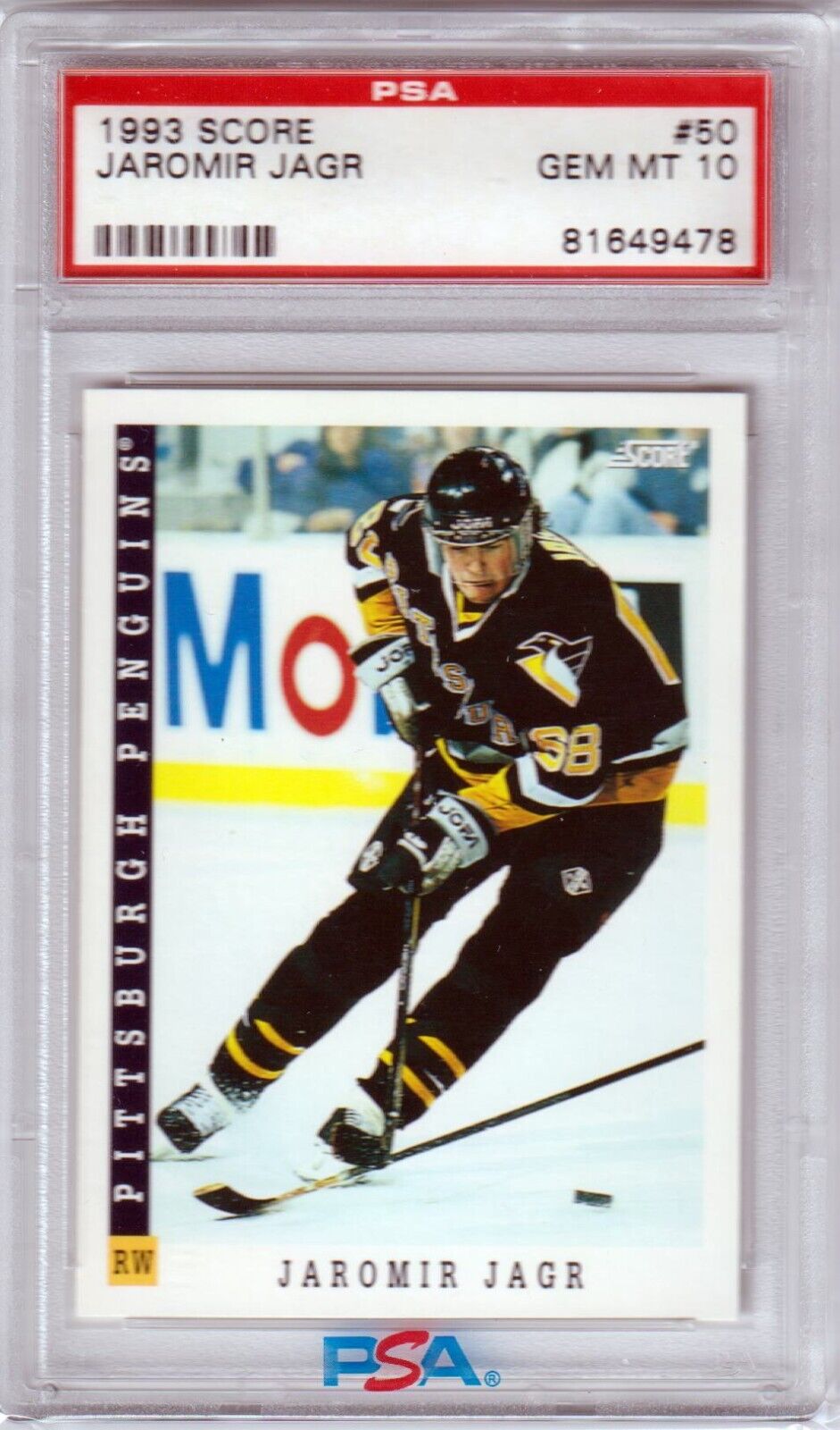 JAROMIR JAGR 1993 Score #50 PSA 10 GEM MINT - PENGUINS POP 8