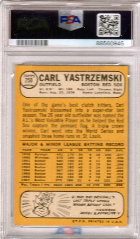 CARL YASTRZEMSKI 1968 Topps #250 PSA 4 VG-EX - RED SOX