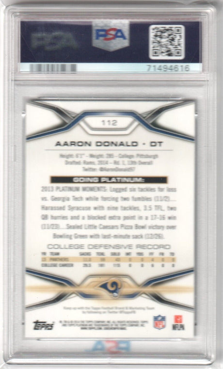 AARON DONALD 2014 Topps Platinum Xfractor RC Rookie #112 PSA 9 MINT - RAMS