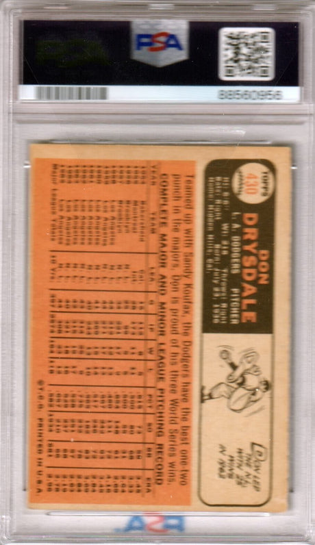 DON DRYSDALE 1966 Topps #430 PSA 4 VG-EX - DODGERS