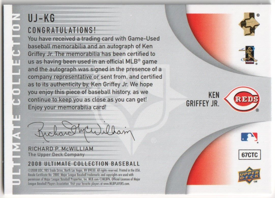 KEN GRIFFEY JR 2006 Upper Deck Ultimate Autograph Auto GU Pants #/99 - REDS