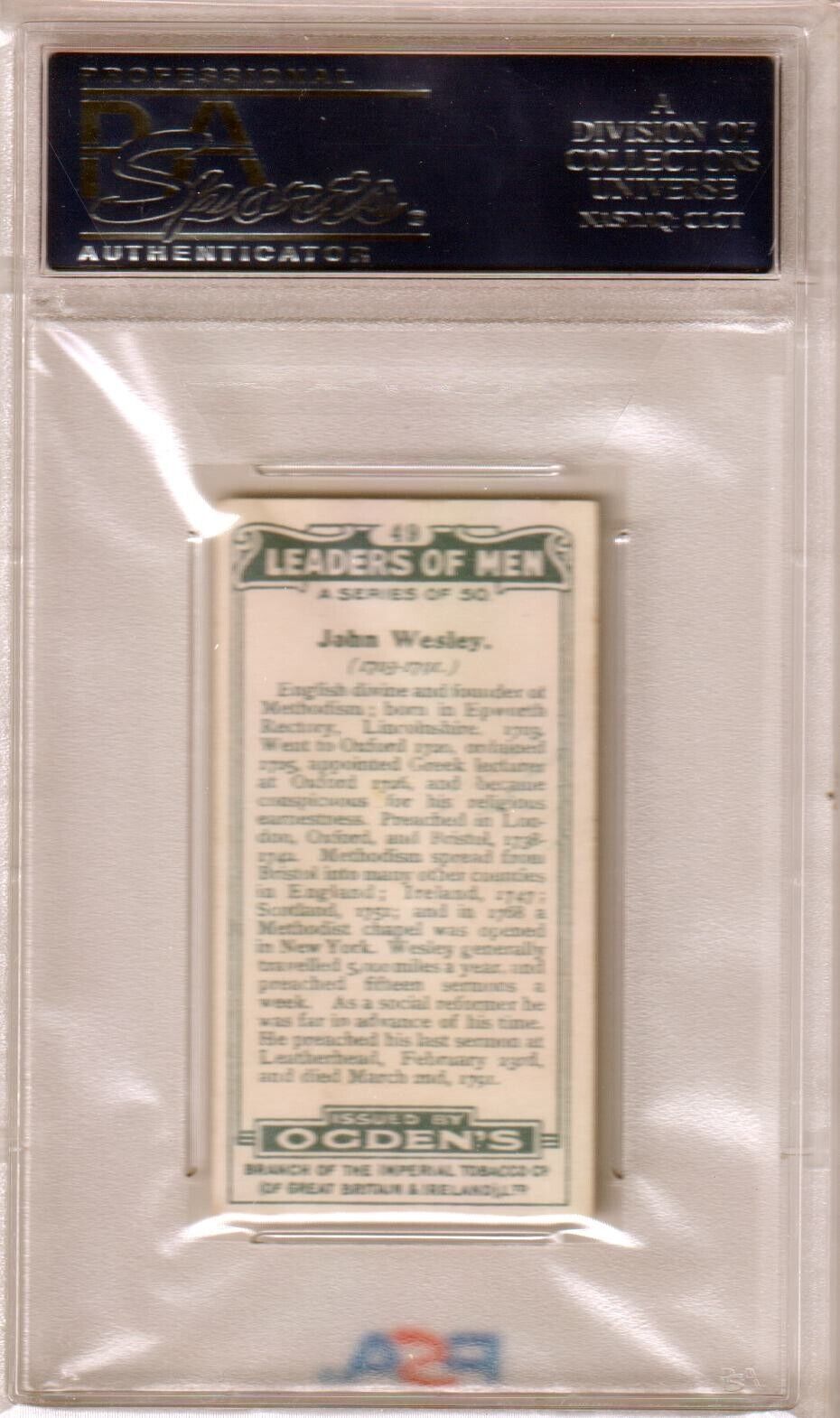 1924 Ogden's LTD John Wesley Leaders of Men #49 Graded PSA 6 EX-MT