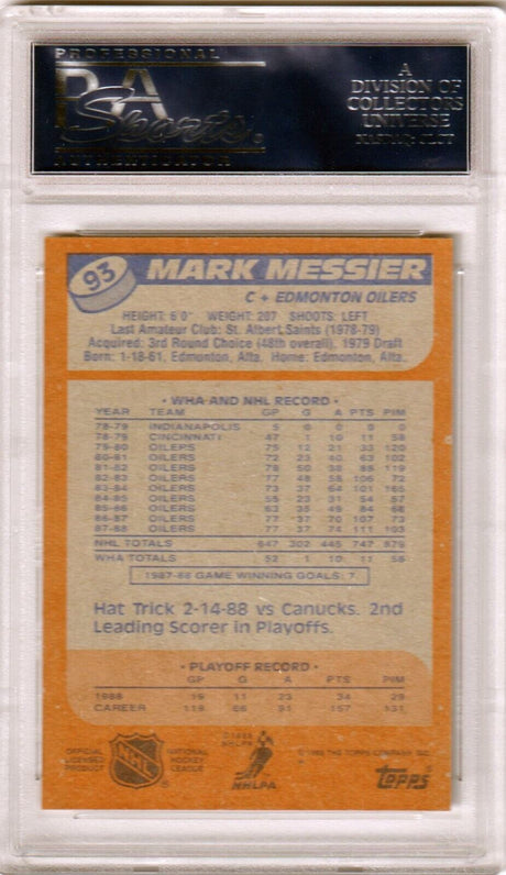 MARK MESSIER 1988 Topps #93 PSA 10 GEM MINT - OILERS