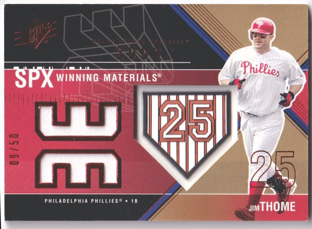 JIM THOME 2003 Upper Deck SPx Winning Materials Game Jersey Red #/50 PHILLIES