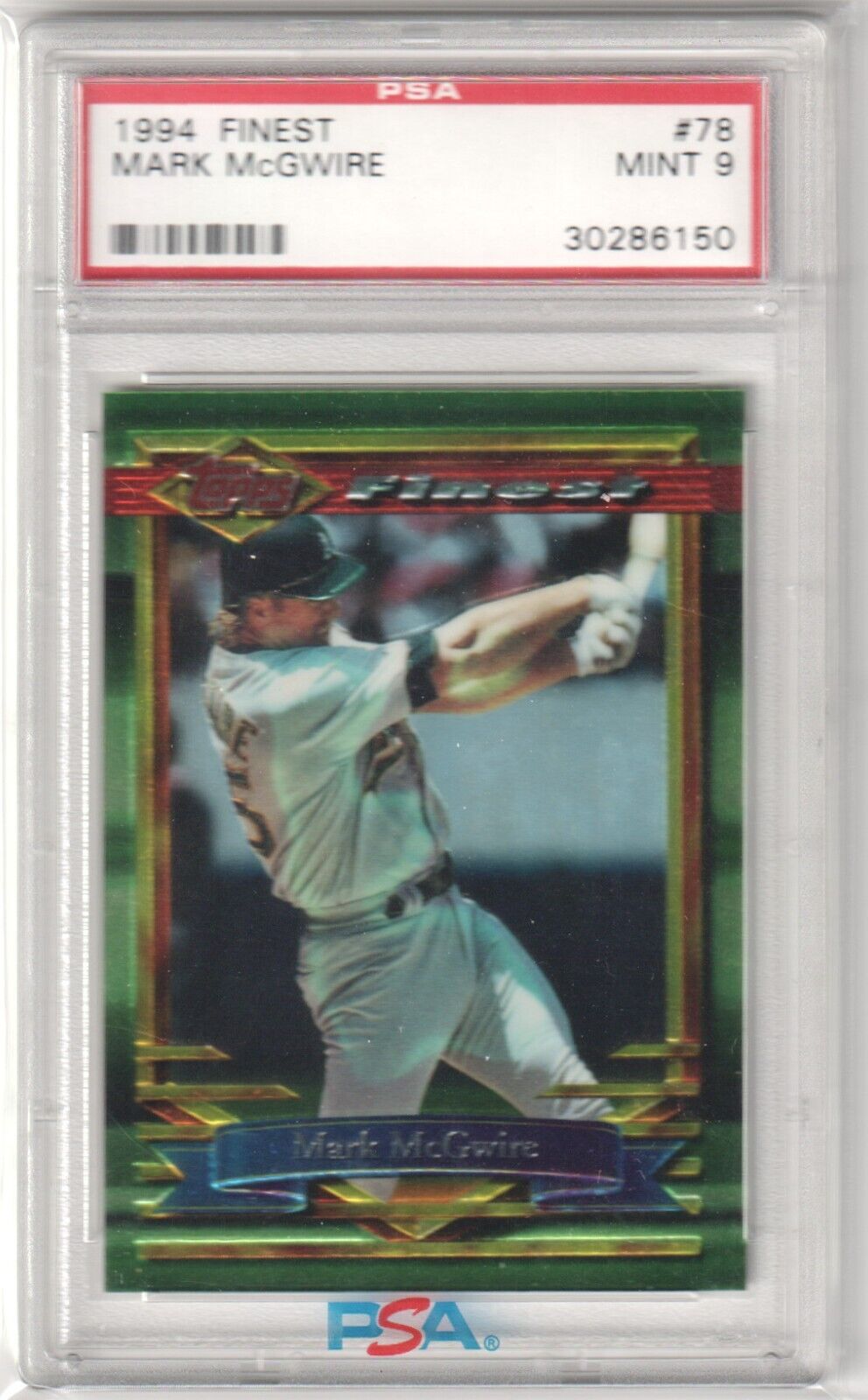 MARK McGWIRE 1994 Topps Finest #78 PSA 9 MINT - ATHLETICS