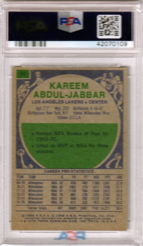 KAREEM ABDUL-JABBAR 1975 Topps #90 PSA 6 EX-MT - LAKERS