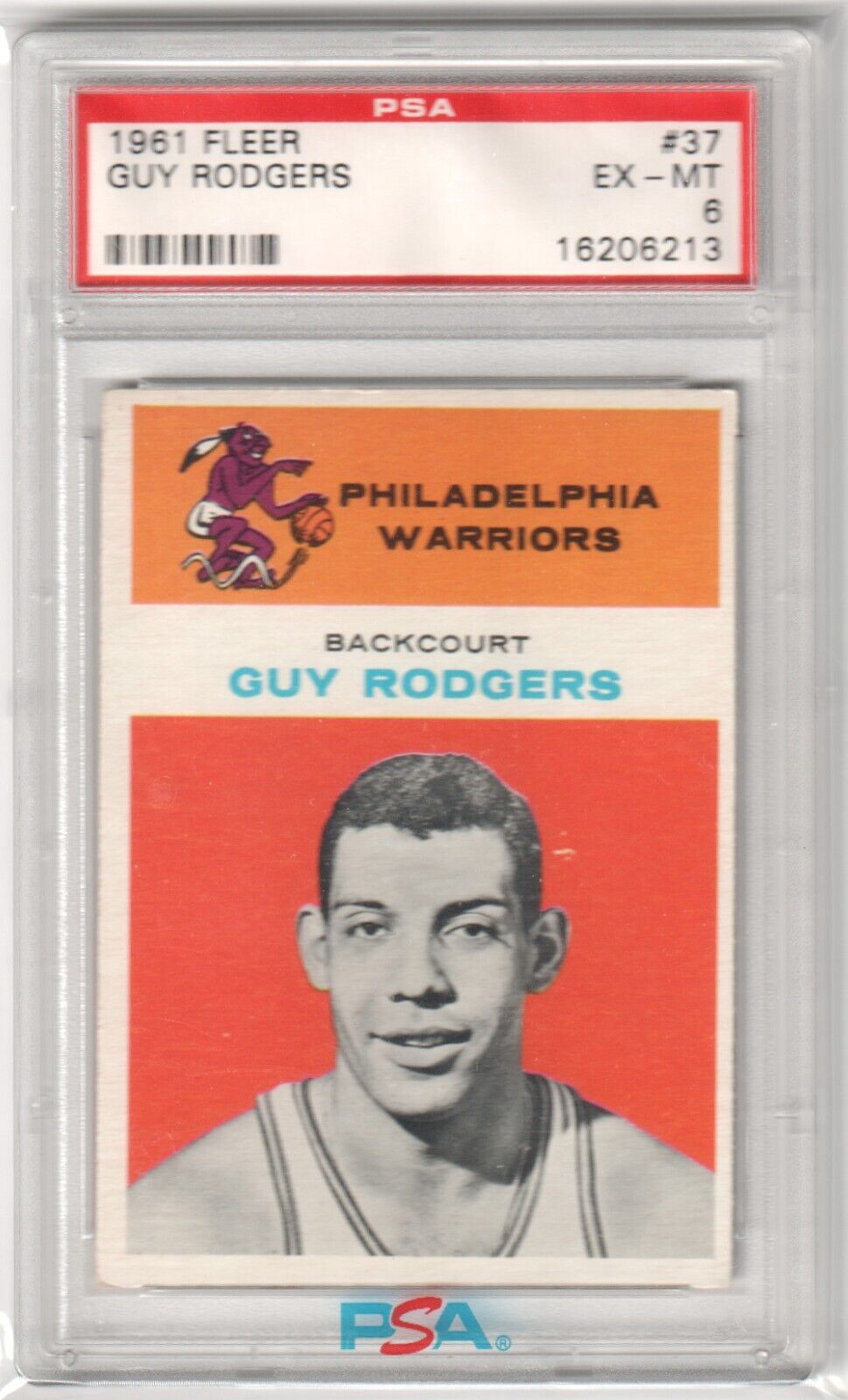 GUY RODGERS 1961 Fleer Basketball RC Rookie #37 PSA 6 EX-MT