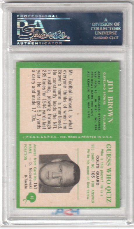 JIM BROWN 1966 Philadelphia #41 PSA 7 NM - BROWNS