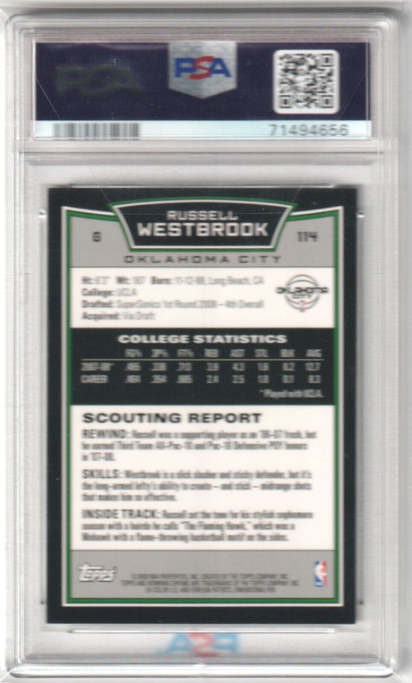 RUSSELL WESTBROOK 2008-09 Bowman Chrome RC Rookie #114 PSA 8 NM-MT