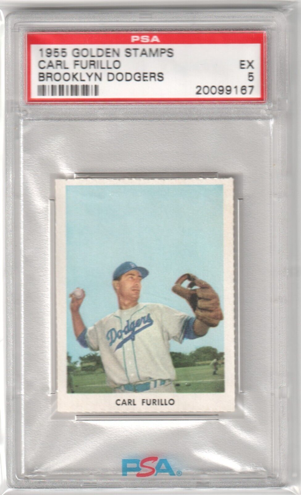 CARL FURILLO 1955 Golden Stamps PSA 5 EX - BROOKLYN DODGERS