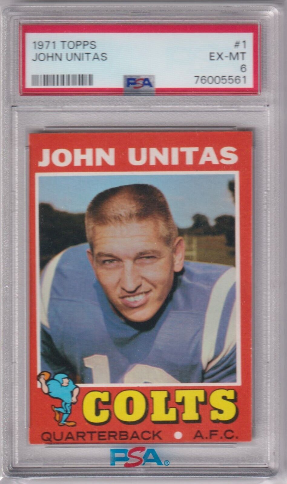 JOHNNY JOHN UNITAS 1971 Topps #1 PSA 6 EX-MT - COLTS