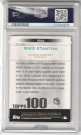 GIANCARLO MIKE STANTON 2010 Bowman Chrome Gold Refractor #TPC5 PSA 8 NM-MT #/50