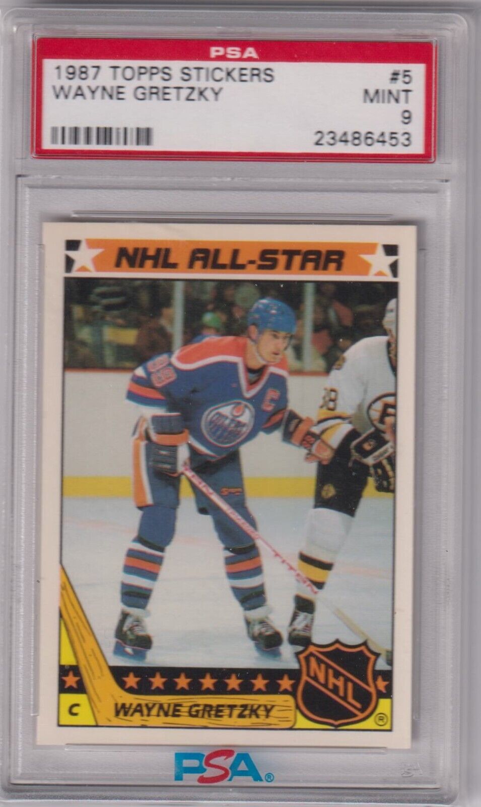 WAYNE GRETZKY 1987-88 Topps Stickers #5 PSA 9 MINT - OILERS