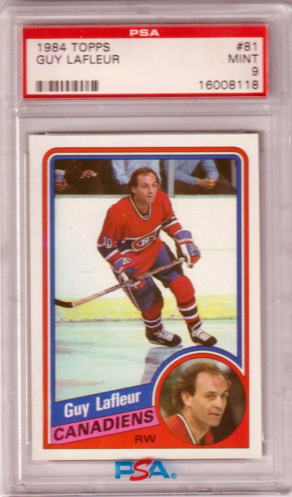 GUY LAFLEUR 1984 Topps #81 PSA 9 MINT - CANADIENS