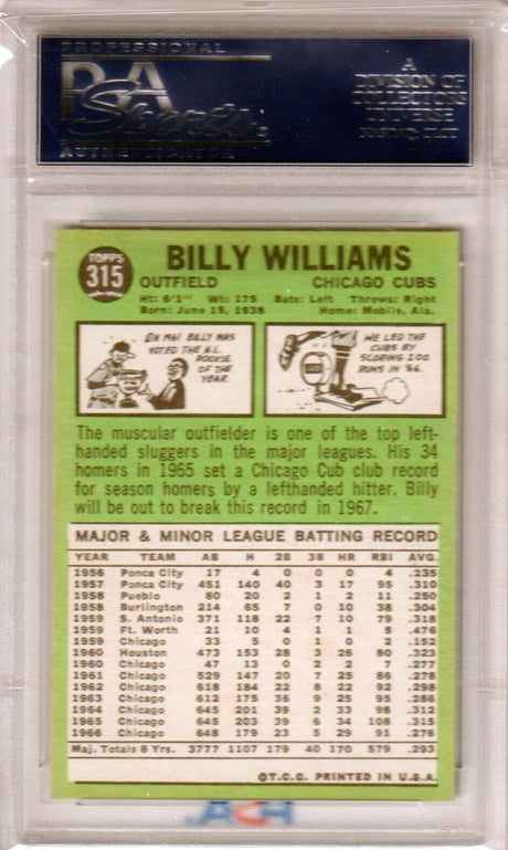 BILLY WILLIAMS 1867 Topps #315 PSA 7.5 NM+ - CUBS