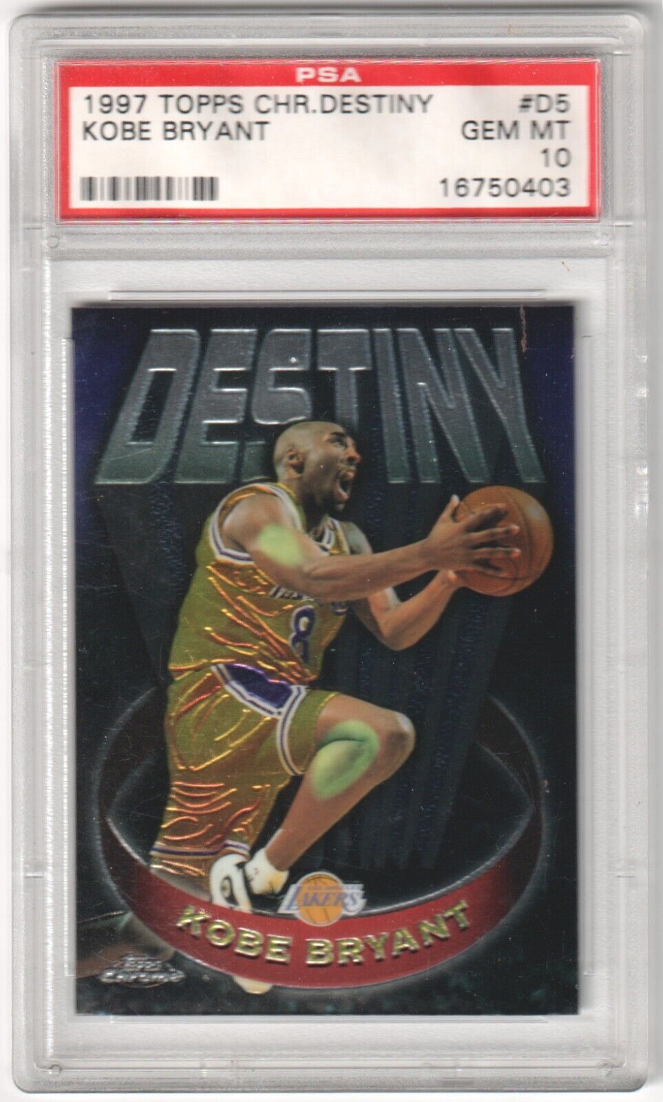 KOBE BRYANT 1997-98 Topps Chrome Destiny #D5 - PSA 10 - GEM MINT - LAKERS