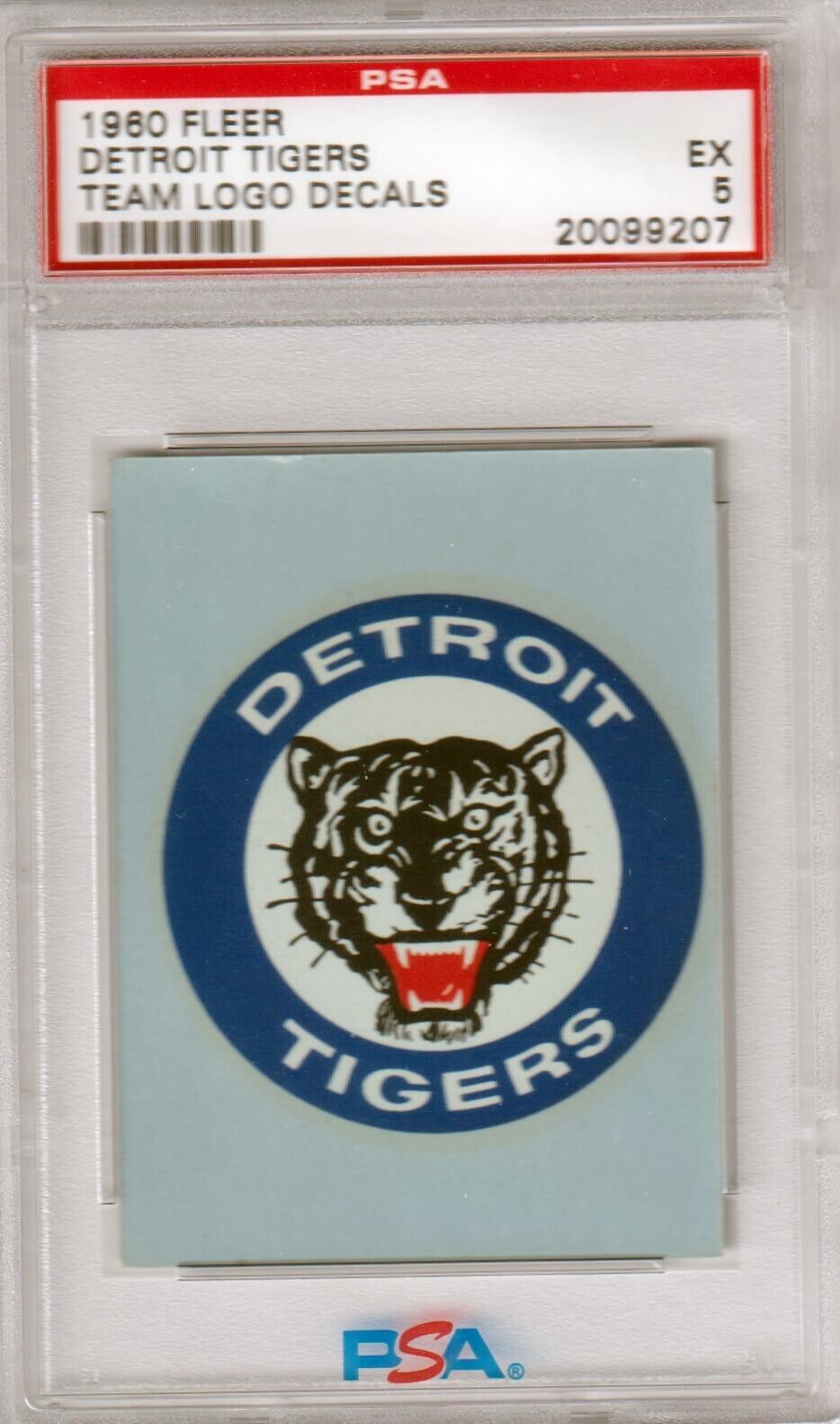 DETROIT TIGERS 1960 Fleer Team Logo Decals PSA 5 EX