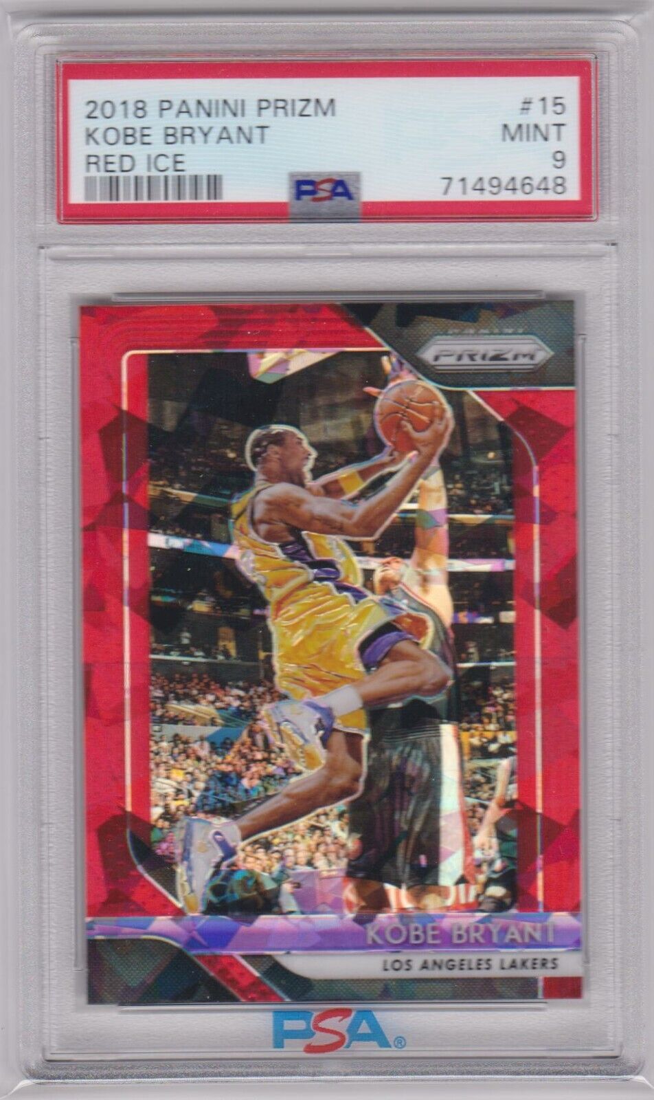 KOBE BRYANT 2018-19 Panini Prizm Red Ice Prizm #15 PSA 9 MINT - LAKERS - MAMBA