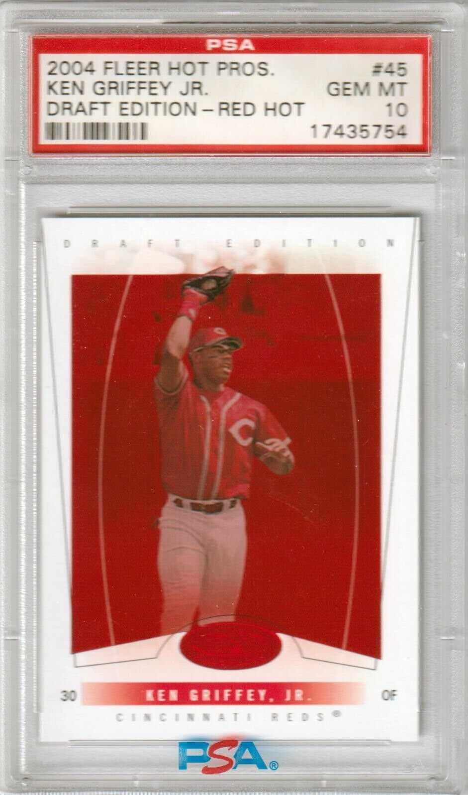 KEN GRIFFEY JR 2004 Fleer Hot Prospects Draft Ed Red #/150 PSA 10 GEM MINT POP 1