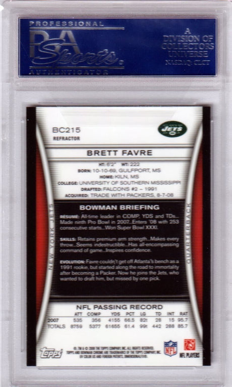 BRETT FAVRE 2008 Bowman Chrome Refractor #BC215 PSA 10 GEM MINT - JETS