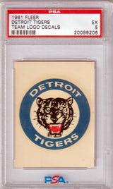 DETROIT TIGERS 1961 Fleer Team Logo Decals PSA 5 EX