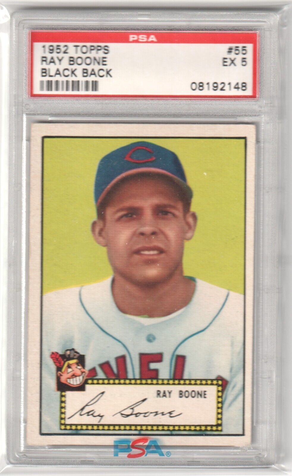 RAY BOONE 1952 Topps Black Back #55 PSA 5 EX - INDIANS