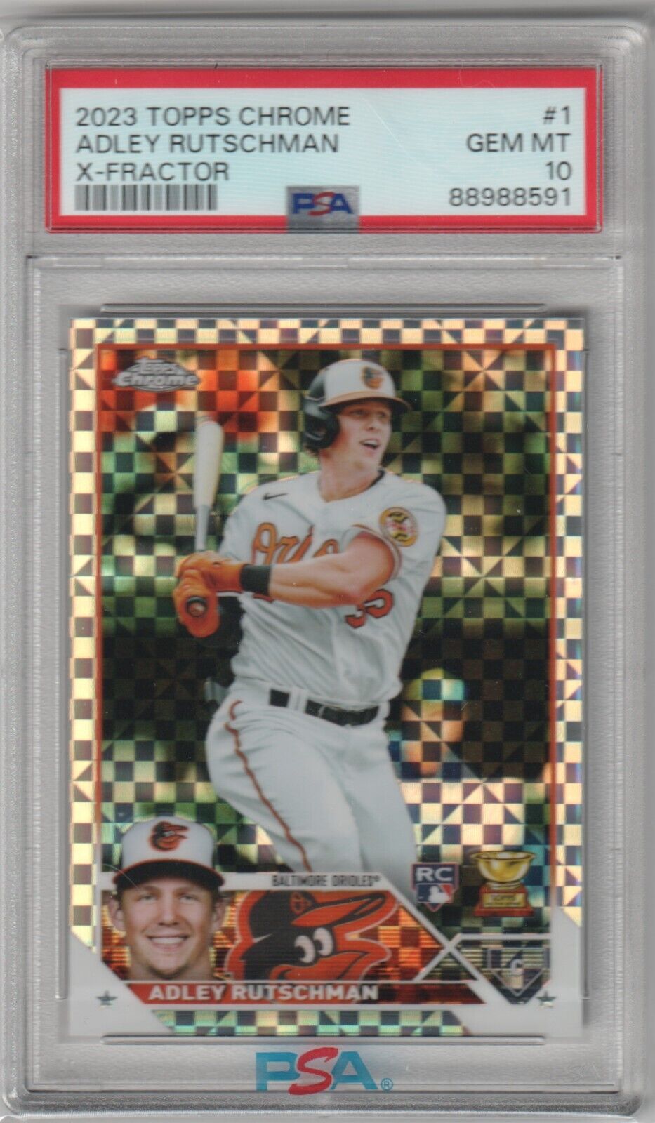 ADLEY RUTSCHMAN 2023 Topps Chrome Xfractor RC Rookie #1 PSA 10 GEM MINT