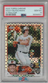 ADLEY RUTSCHMAN 2023 Topps Chrome Xfractor RC Rookie #1 PSA 10 GEM MINT