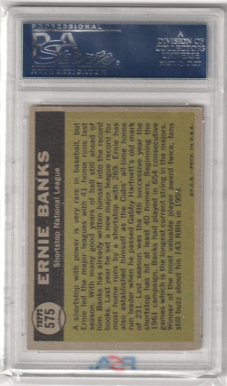 ERNIE BANKS 1961 Topps Autograph Auto #575 PSA/DNA - CUBS