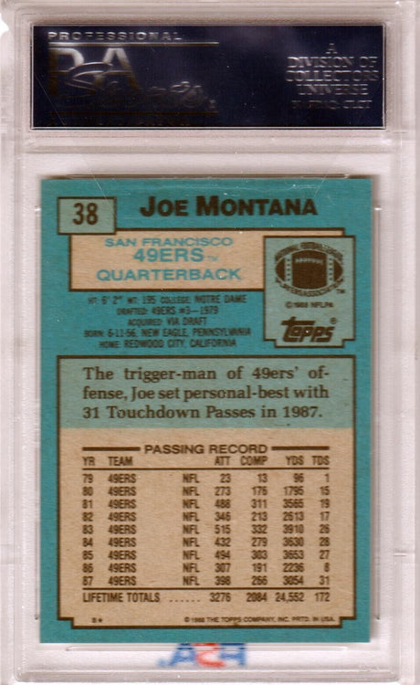 JOE MONTANA 1988 Topps #38 PSA 10 GEM MINT - 49ers