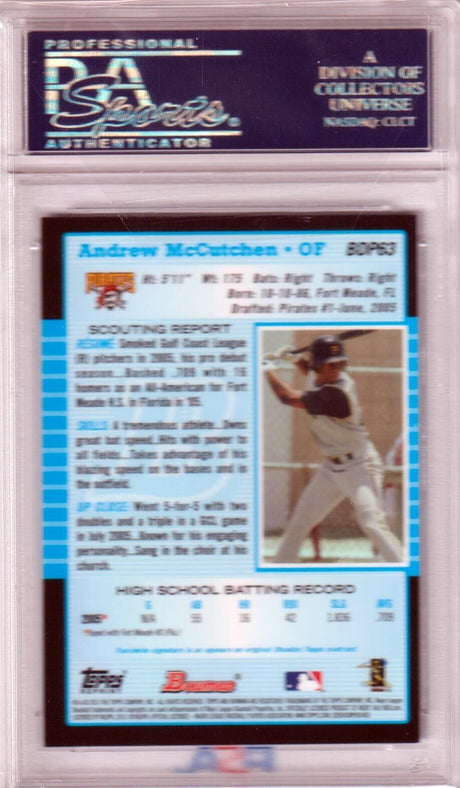 ANDREW McCUTCHEN 2013 Bowman 1st Blue Sapphire #BDP63 PSA 10 GEM MINT - PIRATES