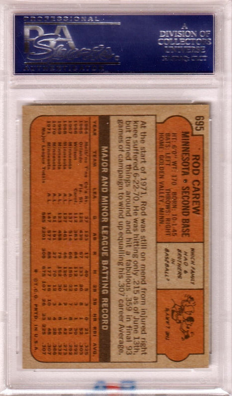 ROD CAREW 1972 Topps #695 PSA 8 NM-MT - TWINS