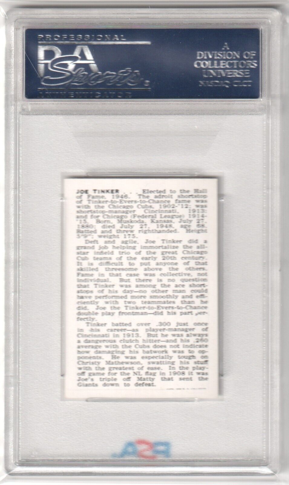 EDDIE COLLINS 1950 Callahan HOF PSA 7 NM - PHILADELPHIA A'S