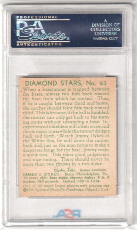 JIMMY DYKES 1935 Diamond Stars #42 PSA 5 EX - WHITE SOX